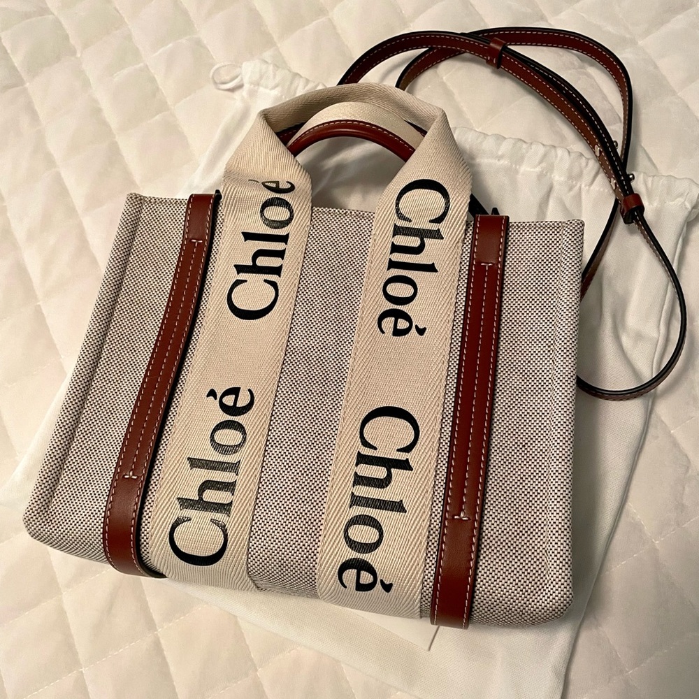 Authentic Chloe Small Woody Tote with Strap summer